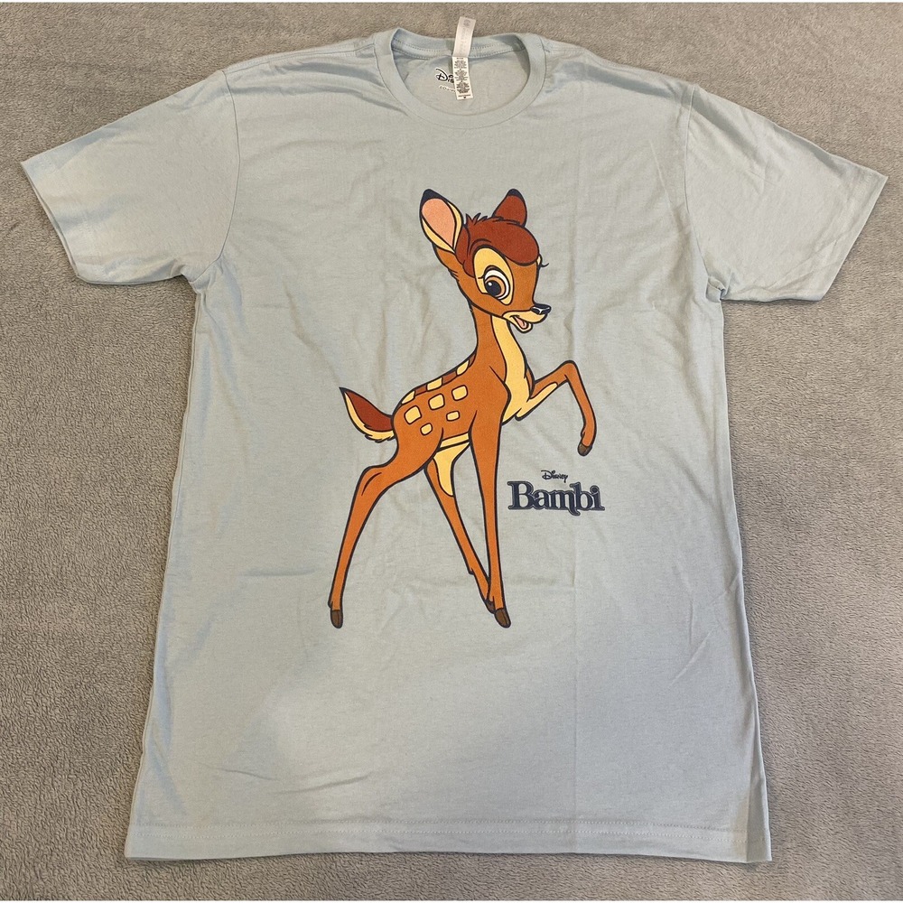 NWOT Official Disney Ladies Oversized T Shirt Bambi Springing Blue Mens Medium M
